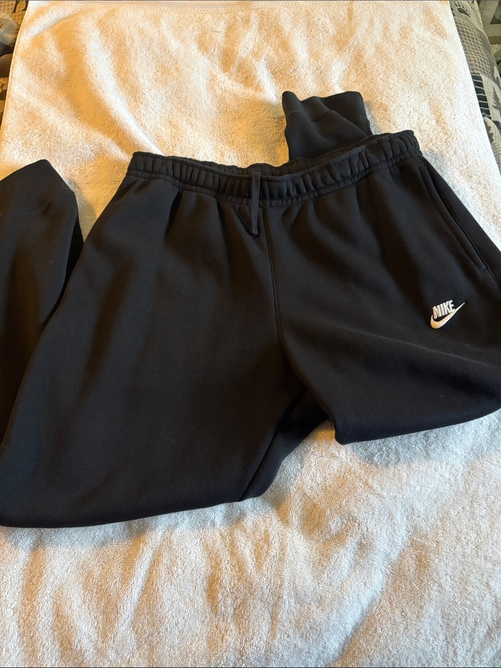 Nike Black  Fleece Joggers with White Swoosh